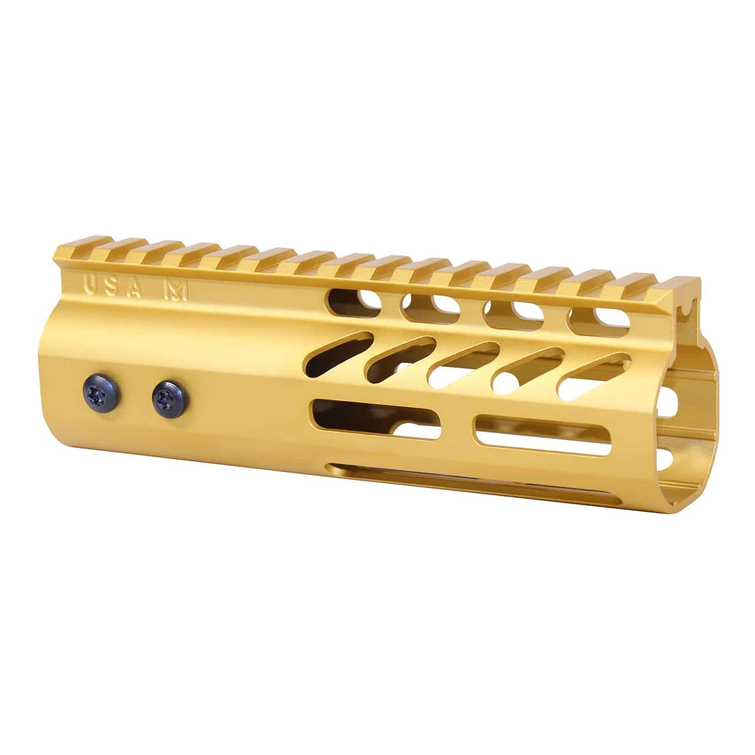 6" Ultra Lightweight Thin M-LOK Free Floating Handguard With Monolithic Top Rail (Anodized Gold)