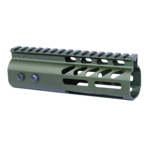 6" Ultra Lightweight Thin M-LOK Free Floating Handguard With Monolithic Top Rail (Anodized Green)