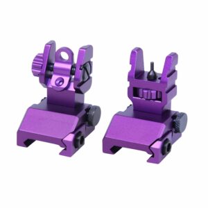 Purple anodized Guntec USA GT RAPS, adjustable backup iron sights for firearms.