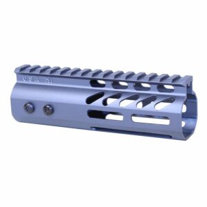 Guntec USA 6 Grey Anodized M-LOK Handguard with Monolithic Top Rail.