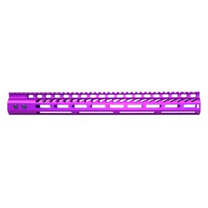 16.5" Ultra Lightweight Thin M-LOK System Free Floating Handguard With Monolithic Top Rail (Anodized Purple)
