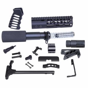 AR-15 Ultimate Pistol Kit components displayed, including buffer tube and handguard.