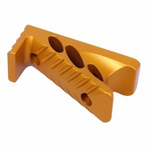 Guntec USA anodized orange micro angle grip with precision cutouts and textured ridges.