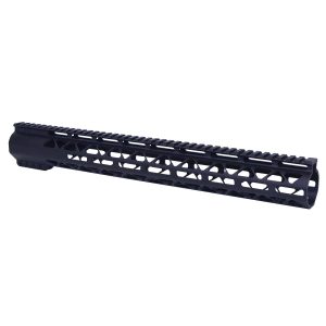 Sleek 16.5 Guntec USA handguard for .308 rifles with M-LOK and top rail, anodized black.