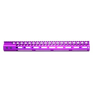 Guntec USA 16.5 purple M-LOK handguard with top rail, lightweight and free-floating.