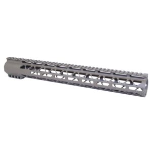 Aluminum 16.5-inch Guntec handguard with M-LOK slots and top Picatinny rail..