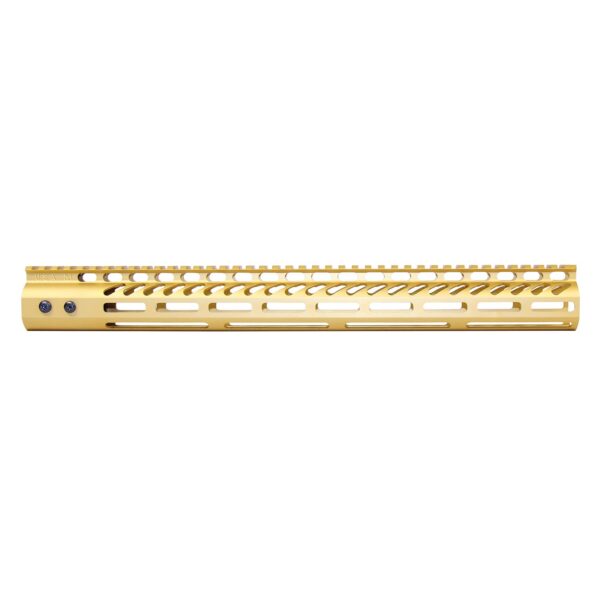 16.5" Ultra Lightweight Thin M-LOK System Free Floating Handguard With Monolithic Top Rail (Anodized Gold)