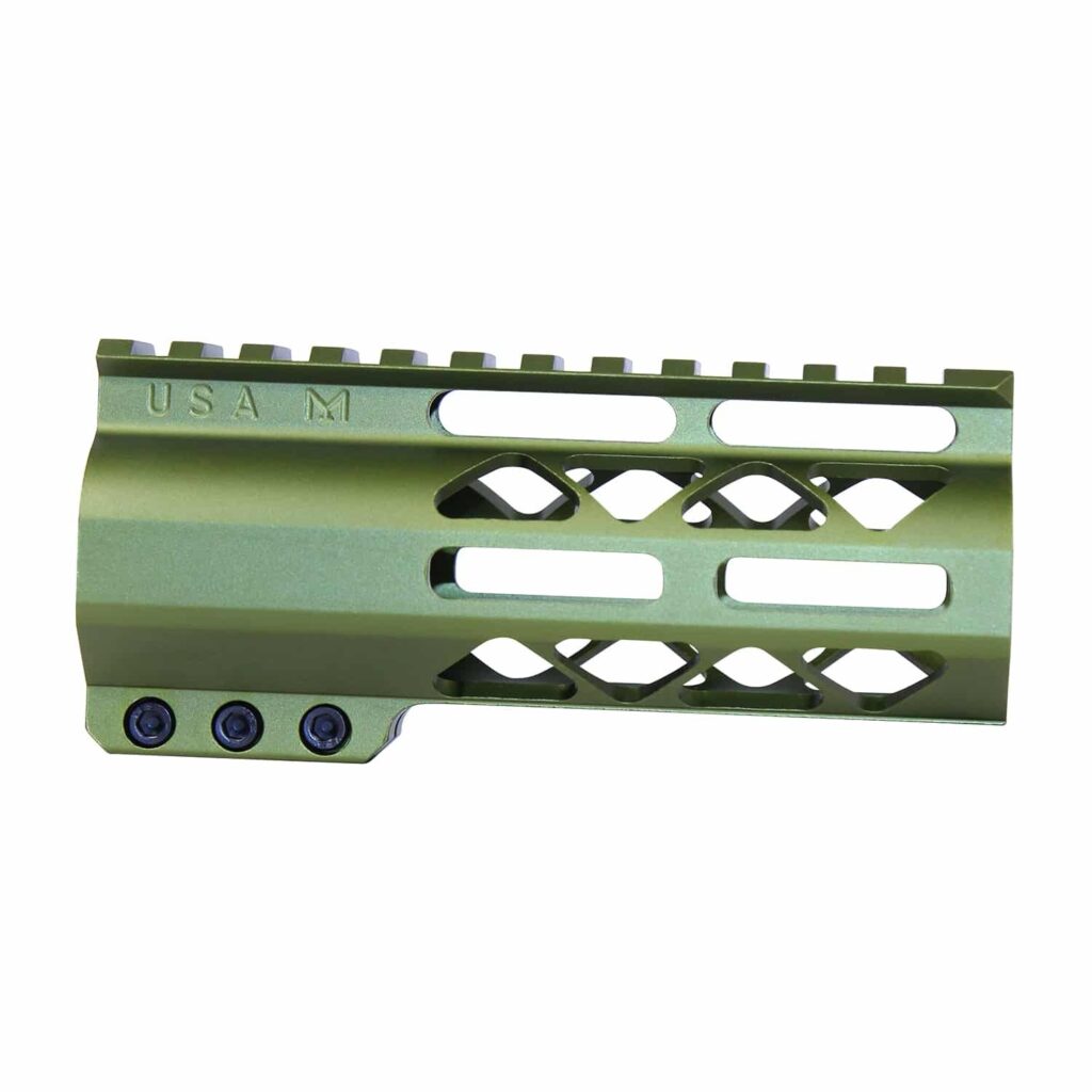 5" AIR-LOK Series M-LOK Compression Free Floating Handguard With Monolithic Top Rail (Anodized Green)