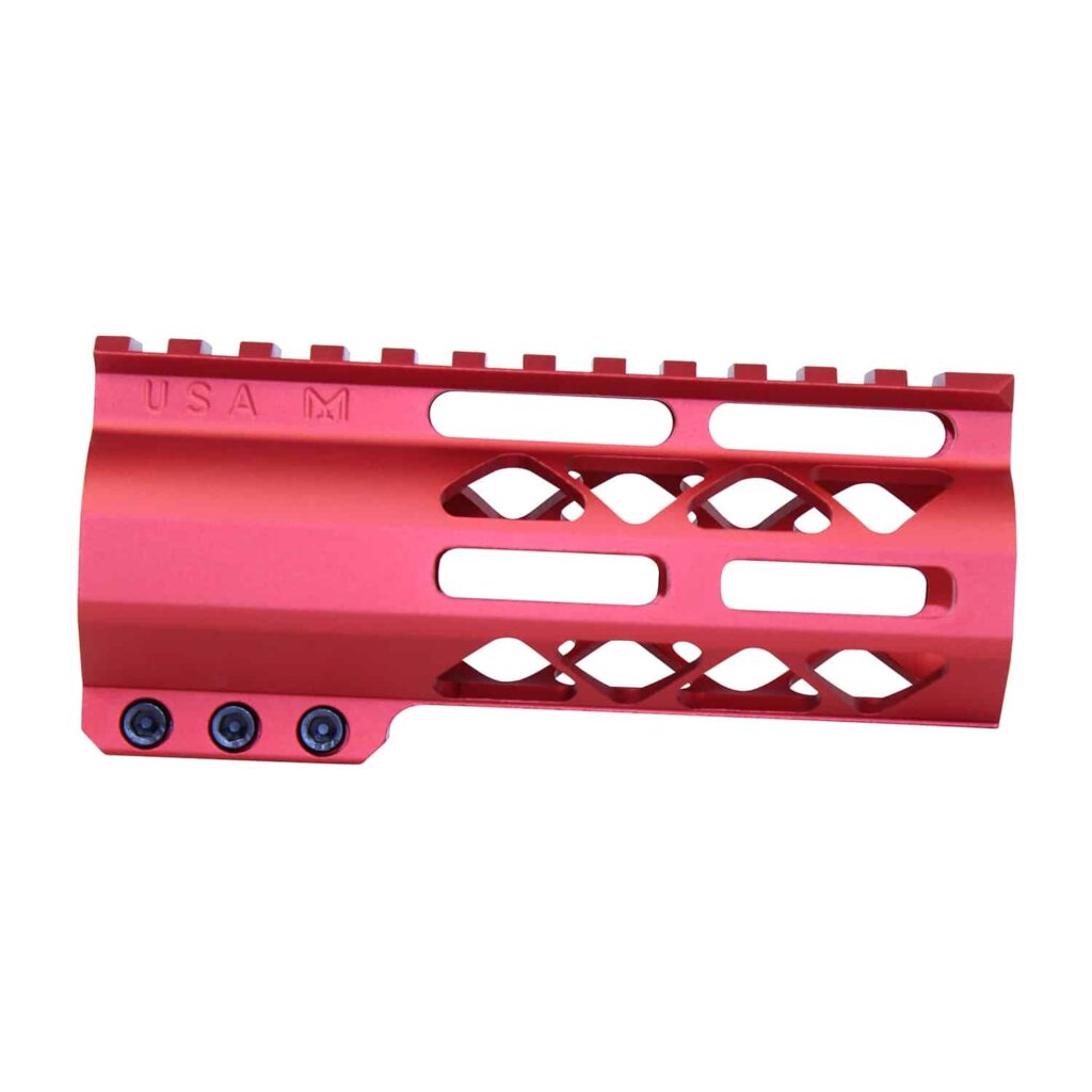 5" AIR-LOK Series M-LOK Compression Free Floating Handguard With Monolithic Top Rail (Anodized Red)