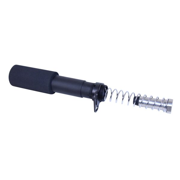 AR .308 Cal pistol buffer tube assembly with spring and buffer, anodized black finish.