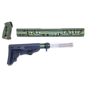 AR-15 Trump Series furniture set in tactical green, featuring handguard, stock, and grip.