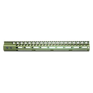 16.5 Guntec USA green M-LOK handguard with monolithic top rail and lightweight design.