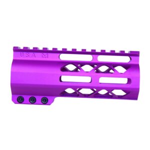 Guntec USA 5 purple M-LOK handguard with monolithic top rail.