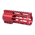 Red 5-inch Guntec AIR-LOK M-LOK Free Floating Handguard with Top Rail.