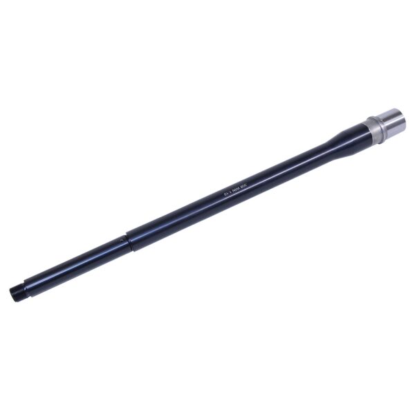 Guntec USA 18-inch .308 caliber rifle barrel with 1:10 twist on white background.