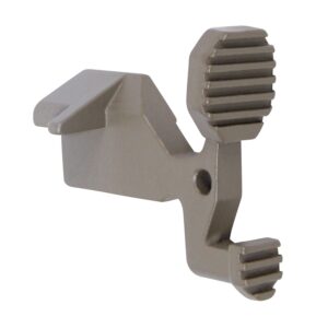 AR-15 extended bolt catch with ergonomic design in flat dark earth.