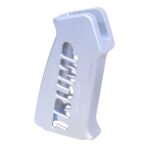 AR-15 Trump Series anodized clear pistol grip with bold cutout letters.