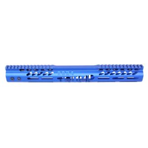 Blue 15-inch Trump Series M-LOK Free Floating Handguard with Top Rail.