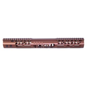 Bronze 15-inch Guntec USA Trump Series M-LOK Handguard with Monolithic Rail.