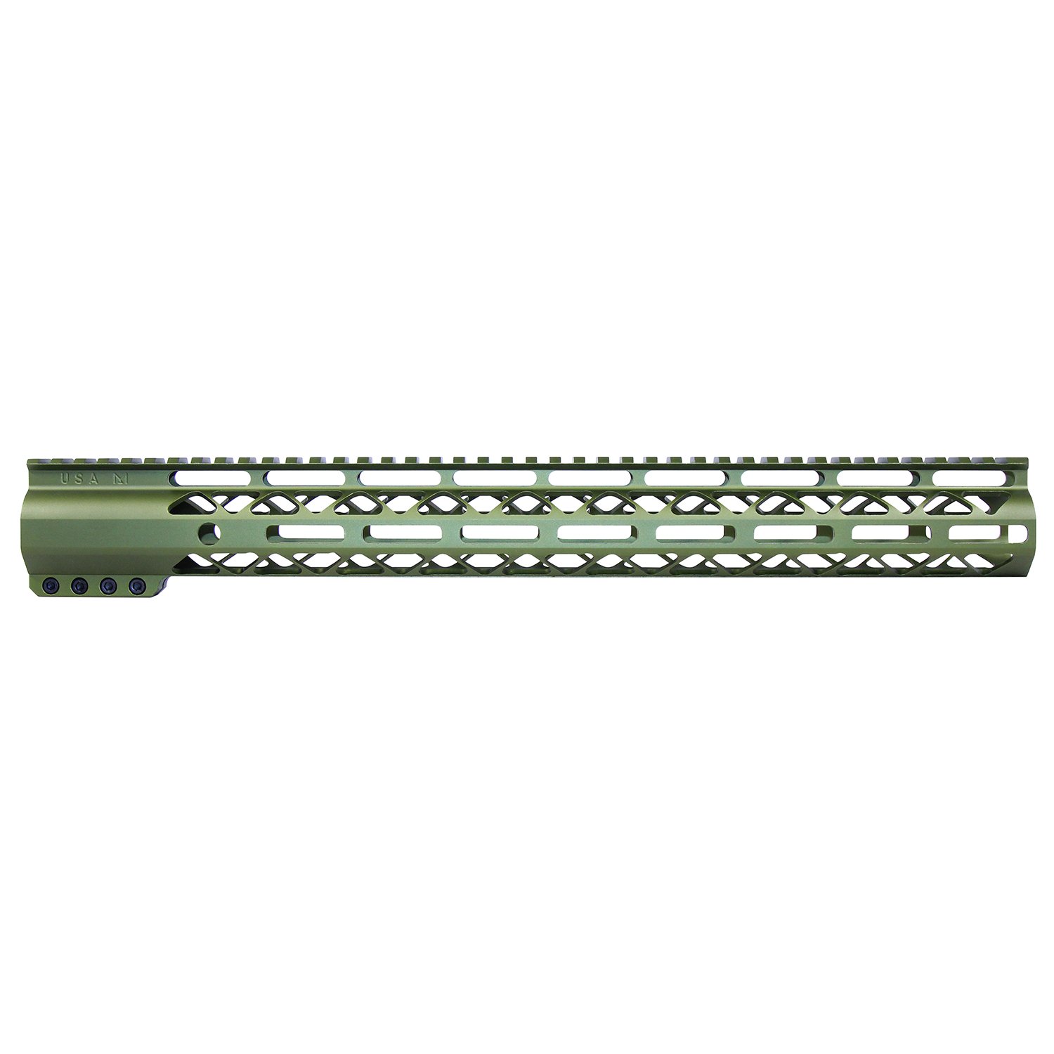 16.5" AIR-LOK Series M-LOK Compression Free Floating Handguard With Monolithic Top Rail (Anodized Green)
