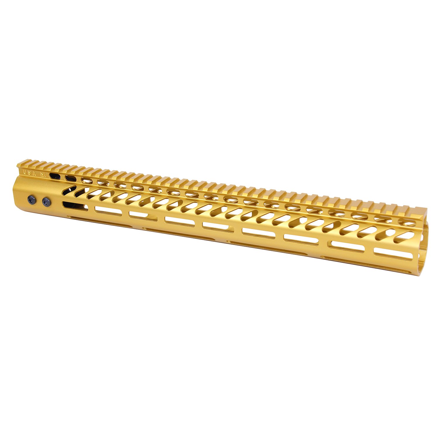 16.5" Ultra Lightweight Thin M-LOK Free Floating Handguard With Monolithic Top Rail (.308 Cal) (Anodized Gold)