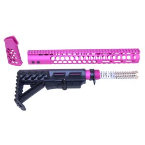AR-15 "Honeycomb" Series Complete Furniture Set (Gen 2) (Anodized Pink)