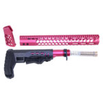 AR-15 "Honeycomb" Series Complete Furniture Set (Gen 2) (Anodized Pink)