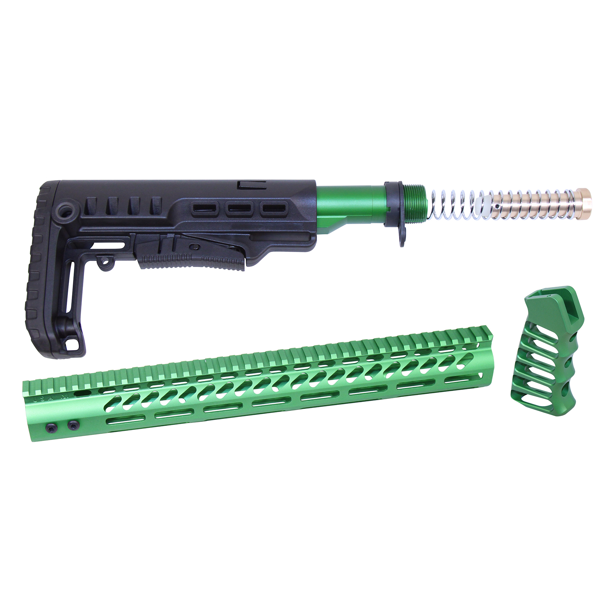 ULTRA-SET-IG_TT AR-15 Ultralight Series Complete Furniture Set (Anodized Irish Green) - Image 1