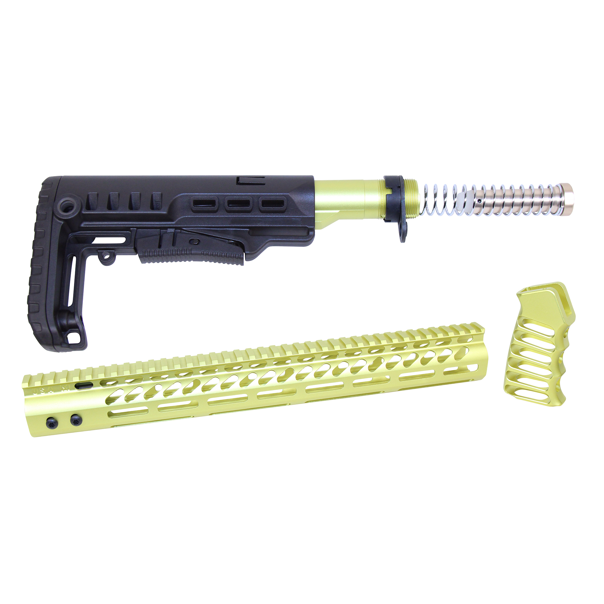 ULTRA-SET-NY_TT AR-15 Ultralight Series Complete Furniture Set (Anodized Neon Yellow) - Image 1
