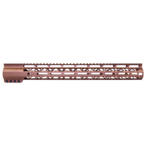 Burnt bronze 16.5 AR-15 M-LOK handguard with top Picatinny rail and ventilation cutouts.