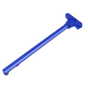 Blue anodized AR-10 / LR-308 charging handle for efficient firearm operation.