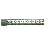 Guntec USA 16.5 green M-LOK handguard with top rail, lightweight and tactical design.