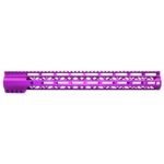 Purple 16.5 Guntec USA M-LOK Handguard with Top Rail, Lightweight, Anodized Finish.