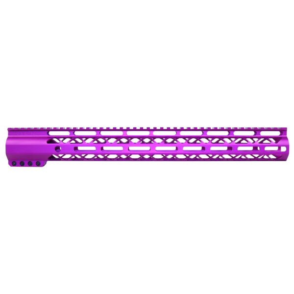 Purple 16.5 Guntec USA M-LOK Handguard with Top Rail, Lightweight, Anodized Finish.