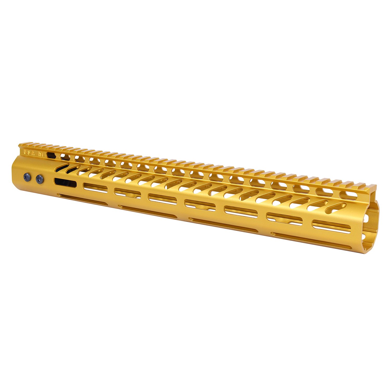 15" Ultra Lightweight Thin M-LOK System Free Floating Handguard With Monolithic Top Rail (.308 Cal) (Anodized Gold)