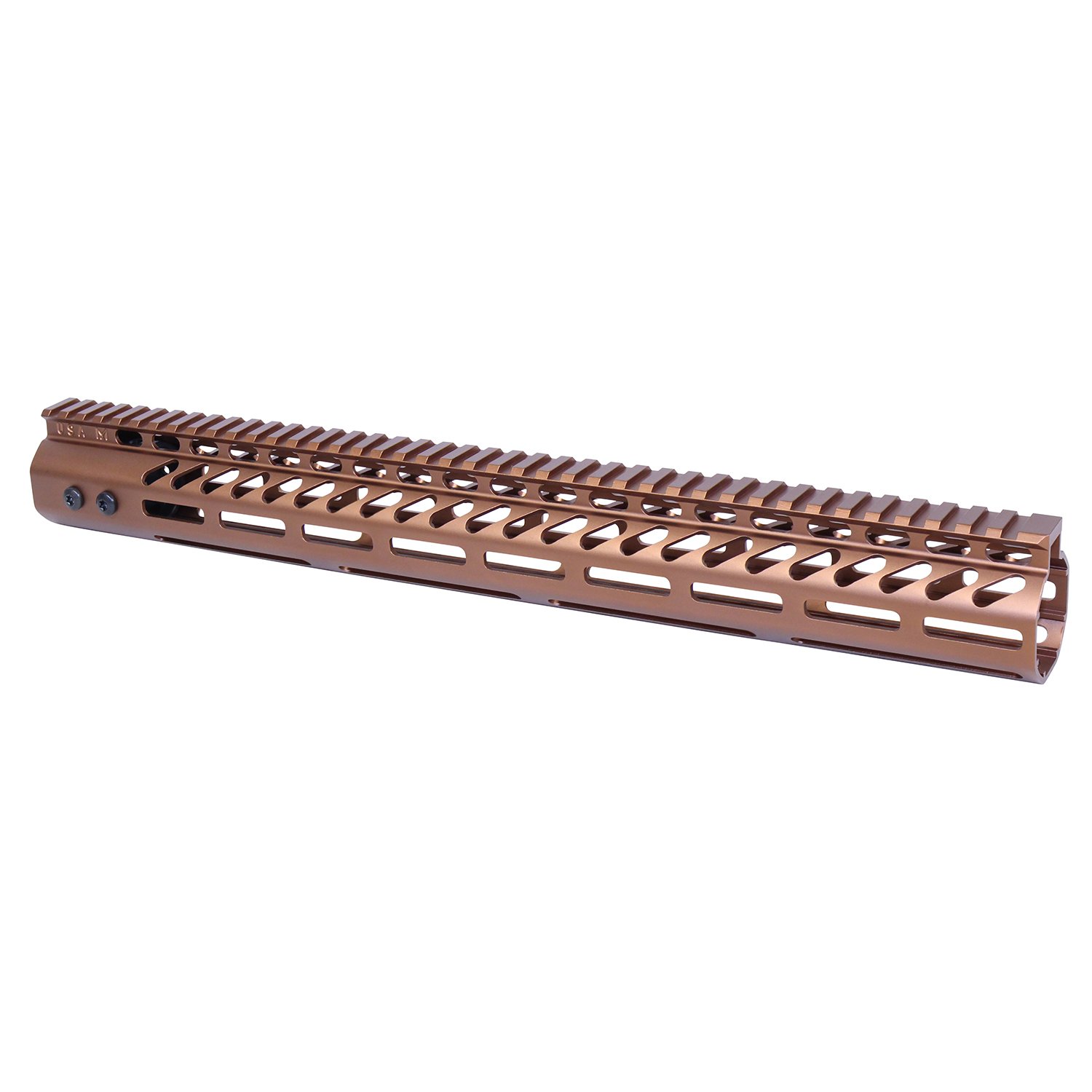 16.5" Ultra Lightweight Thin M-LOK Free Floating Handguard With Monolithic Top Rail (.308 Cal) (Anodized Bronze)