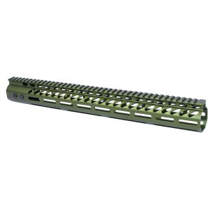16.5" Ultra Lightweight Thin M-LOK Free Floating Handguard With Monolithic Top Rail (.308 Cal) (Anodized Green)