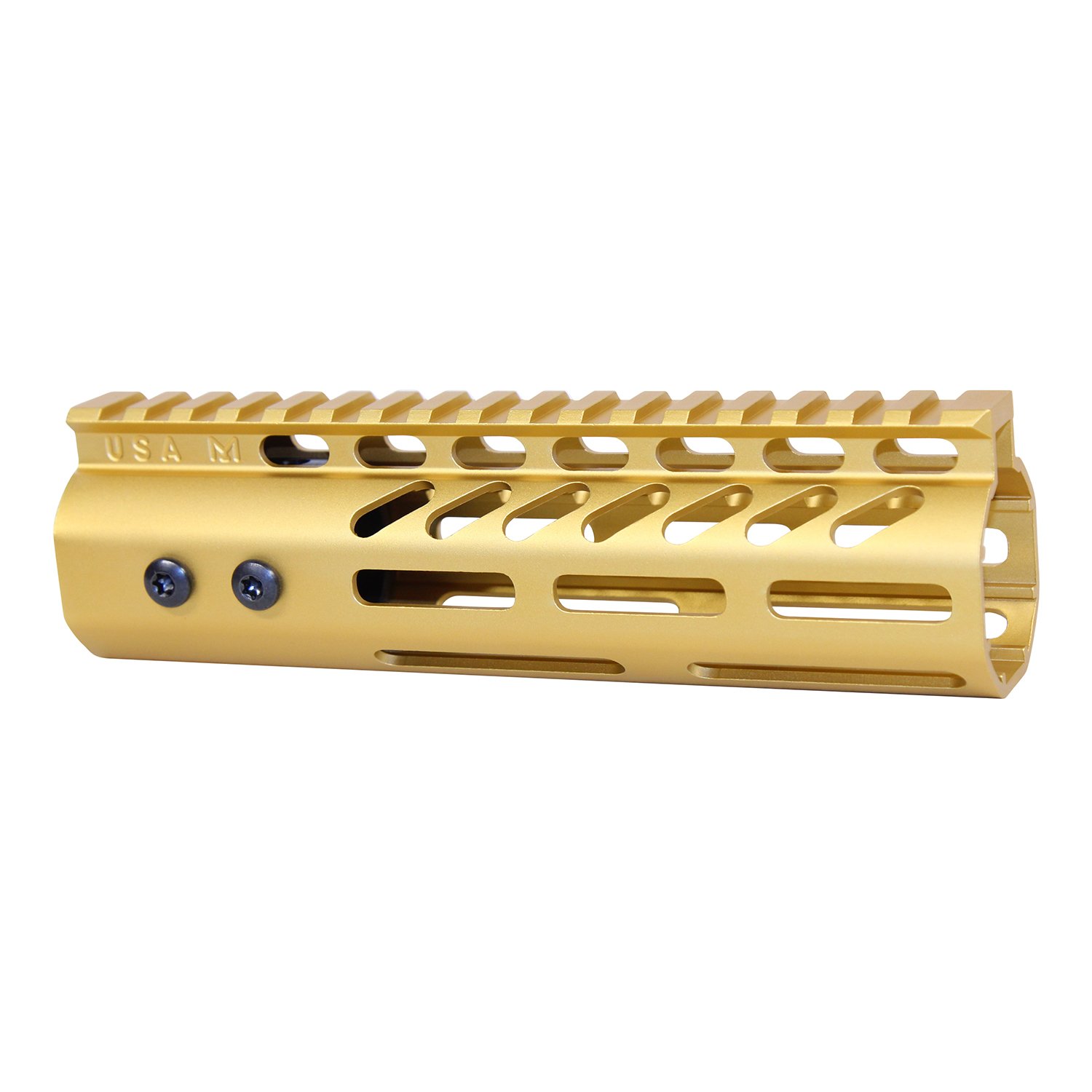 7" Ultra Lightweight Thin M-LOK System Free Floating Handguard With Monolithic Top Rail (.308 Cal) (Anodized Gold)