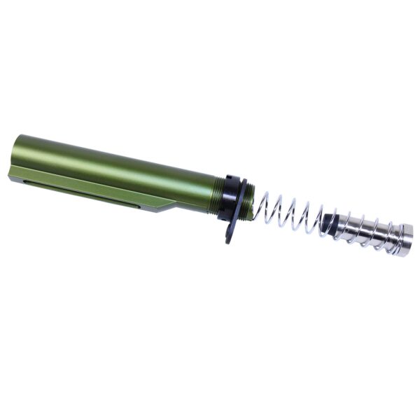 AR-10 Mil-Spec Buffer Tube Set in Anodized Green with Spring and Buffer.