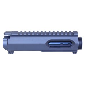 Guntec USA AR-15 9mm grey billet upper receiver with Picatinny rail and forward assist.