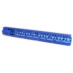 Guntec 16.5 blue M-LOK handguard with top rail for .308 rifles, lightweight and anodized.