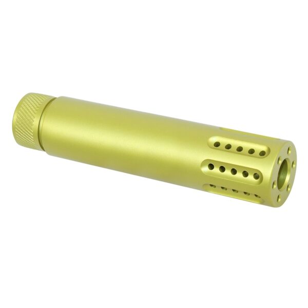 Neon yellow slip-over barrel shroud and muzzle brake for AR-15