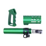 AR-15 Micro Pistol Furniture Set in Anodized Irish Green with ergonomic design and modular components.