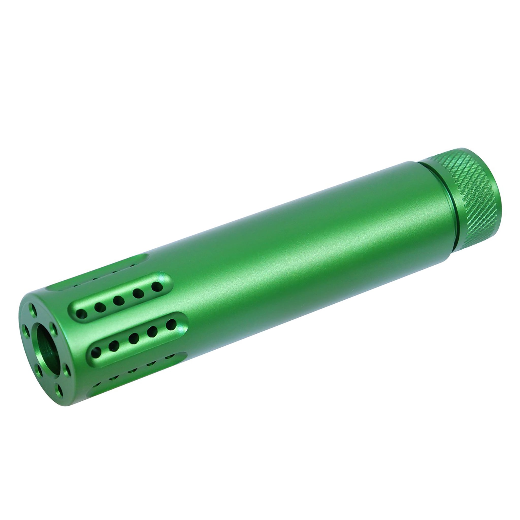 irish-green-anodized-ar15-muzzle-barrel-shroud AR-15 Cal Slip Over Barrel Shroud With Multi Port Muzzle Brake (Anodized Irish Green) - Image 1