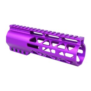 Guntec USA purple 7 M-LOK handguard for .308 rifles with top rail.