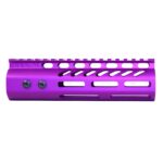 Bright purple 7 M-LOK free-floating handguard for .308 rifles with top rail.