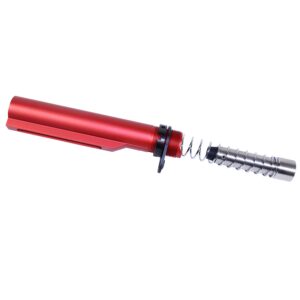 AR 9mm Mil-Spec Buffer Tube Set in Anodized Red with Spring Mechanism.