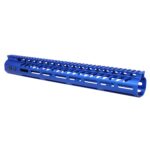 Blue 15 Guntec USA M-LOK handguard for .308 rifles with top rail.