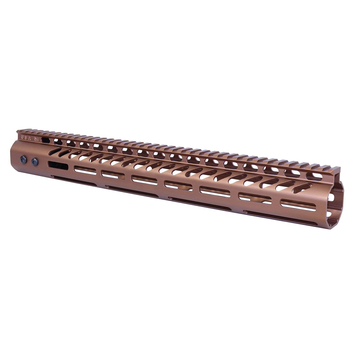 15" Ultra Lightweight Thin M-LOK System Free Floating Handguard With Monolithic Top Rail (.308 Cal) (Anodized Bronze)