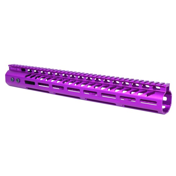 15" Ultra Lightweight Thin M-LOK System Free Floating Handguard With Monolithic Top Rail (.308 Cal) (Anodized Purple)